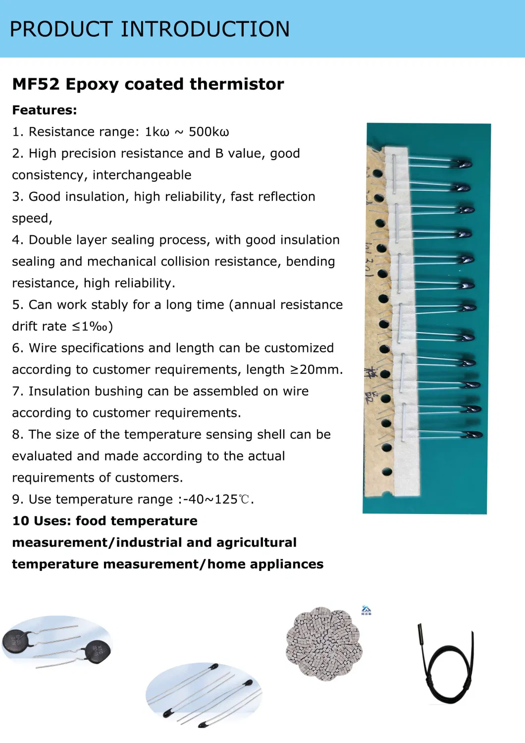 Epoxy Bead Shaped Small Blackhead 5%10K Ntc Thermistor