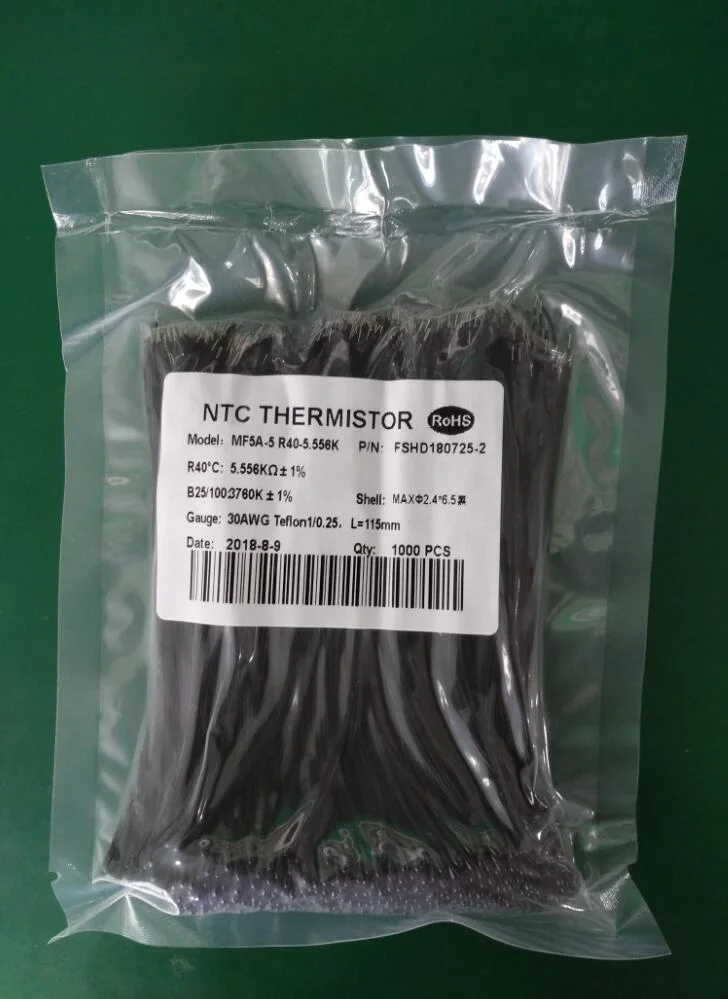 Low Resistance Epoxy Coating Insulation Bead Mf5a High Precision Ntc Thermistor 1K Ohms 0.5% Tolerance